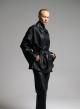 Black double breasted eco leather Jacket with belt MY STAR-5