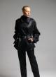 Black double breasted eco leather Jacket with belt MY STAR-6