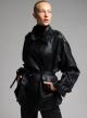 Black double breasted eco leather Jacket with belt MY STAR-8
