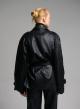 Black double breasted eco leather Jacket with belt MY STAR-9
