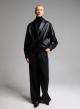Black double breasted eco leather Jacket with tuxedo lapel and with elasticated hem WLC - 2