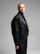 Black double breasted eco leather Jacket with tuxedo lapel and with elasticated hem WLC - 3