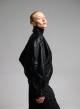 Black double breasted eco leather Jacket with tuxedo lapel and with elasticated hem WLC - 4