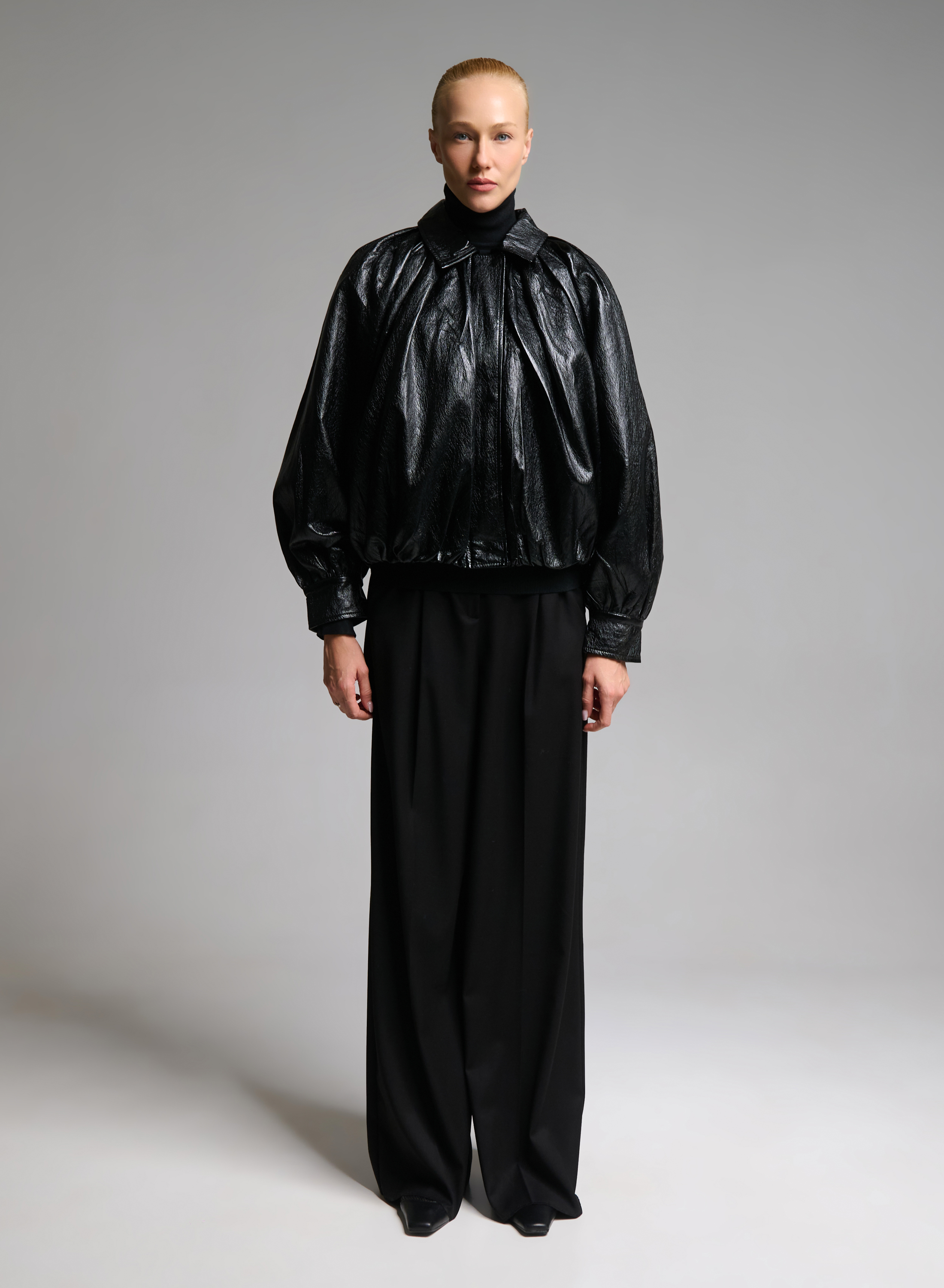 Black eco leather bomber Jacket WLC - 1