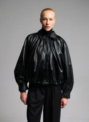 Black eco leather bomber Jacket WLC - 66455