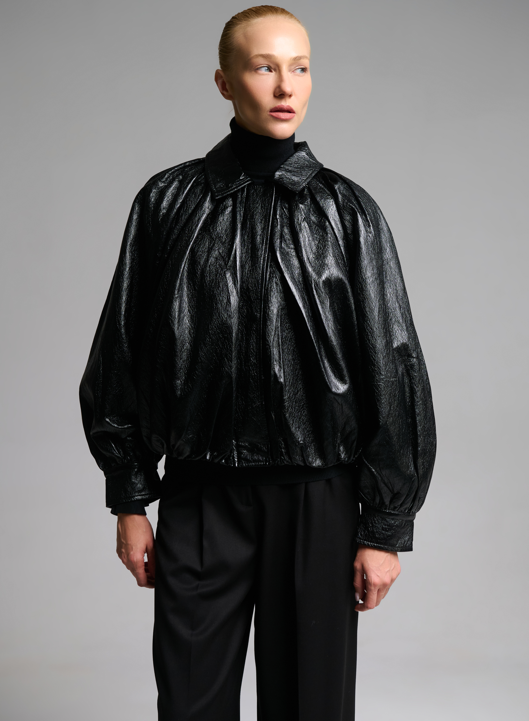 Black eco leather bomber Jacket WLC - 2