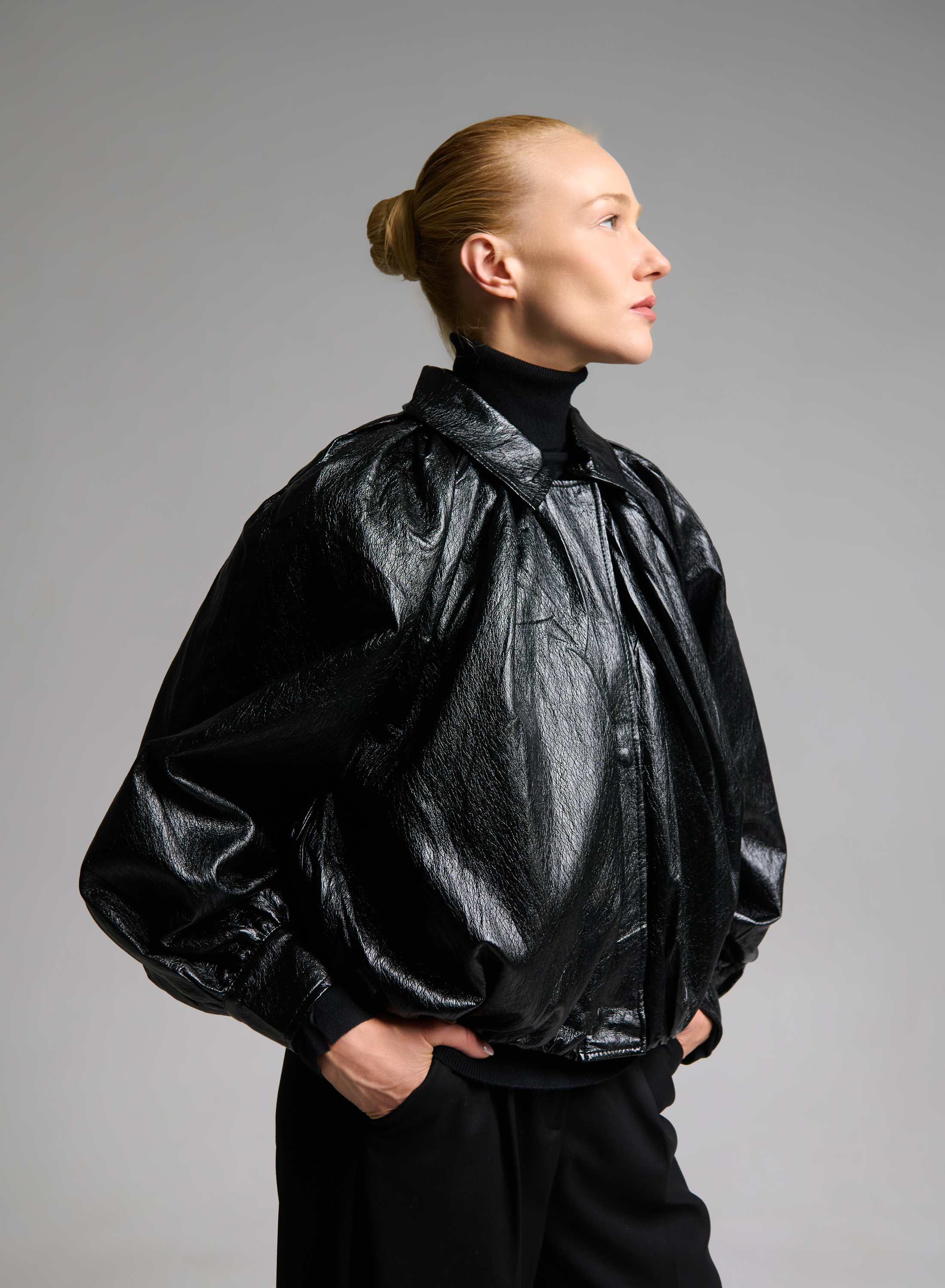 Black eco leather bomber Jacket WLC - 4