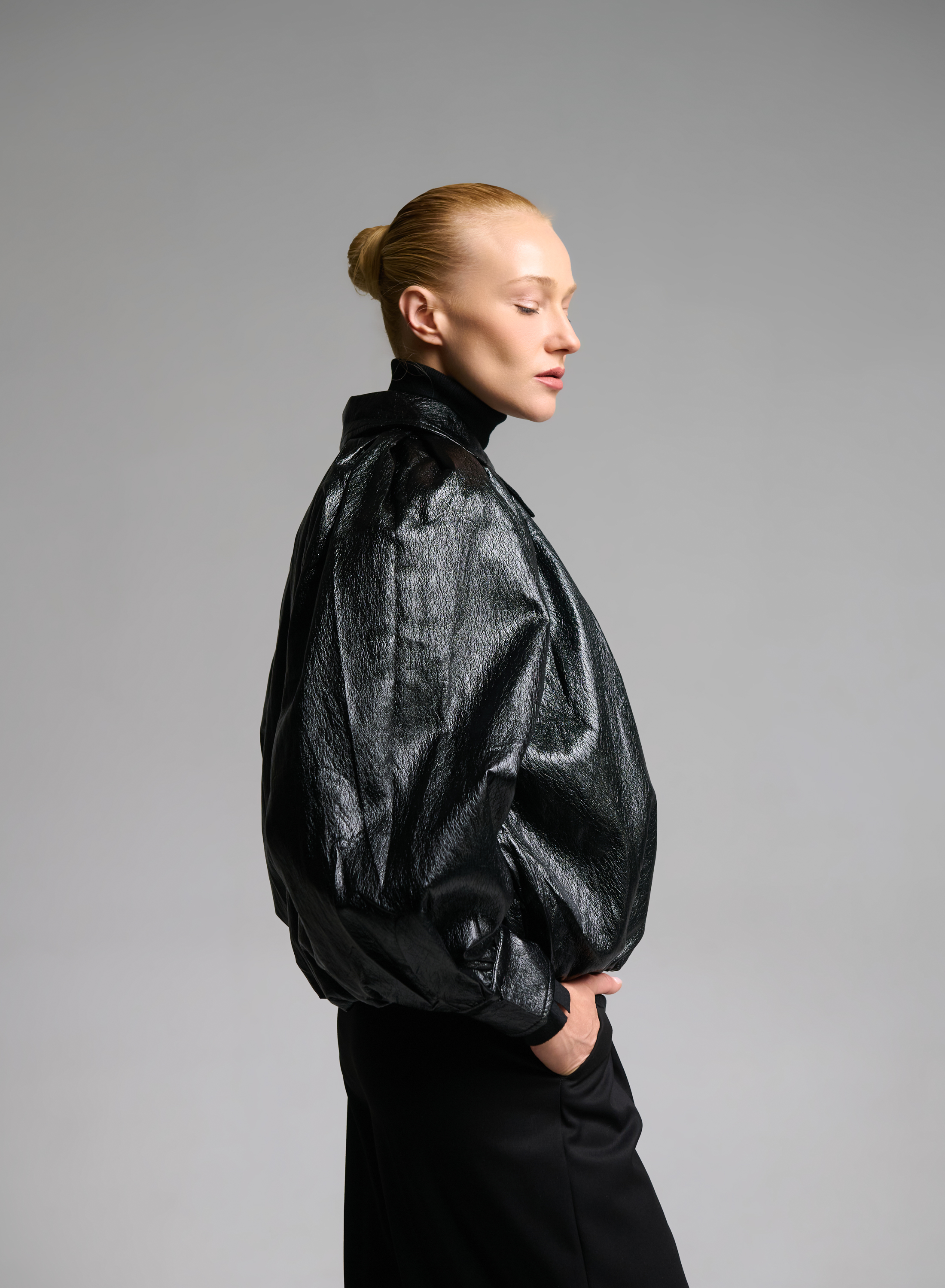 Black eco leather bomber Jacket WLC - 5