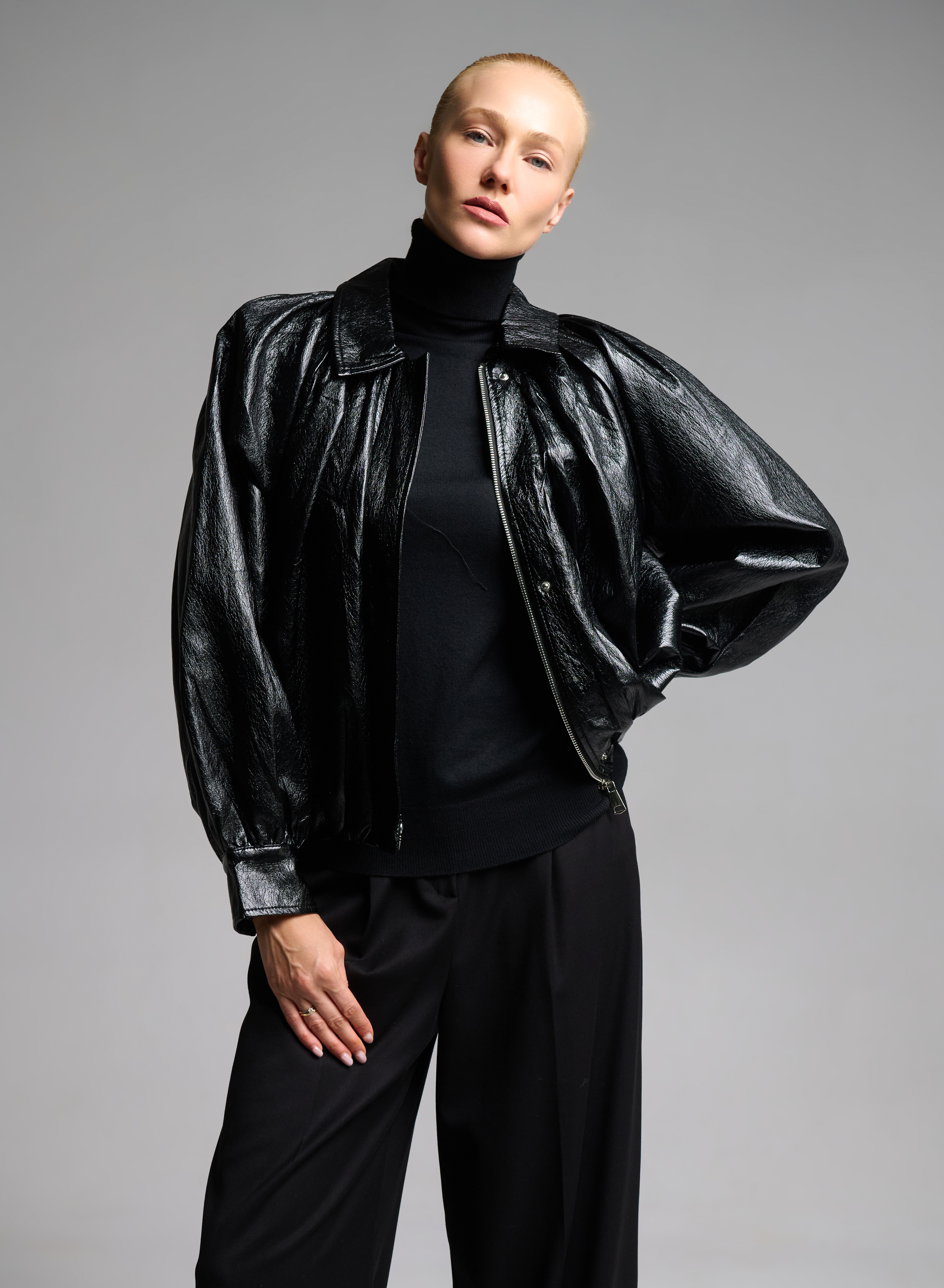 Black eco leather bomber Jacket WLC - 6