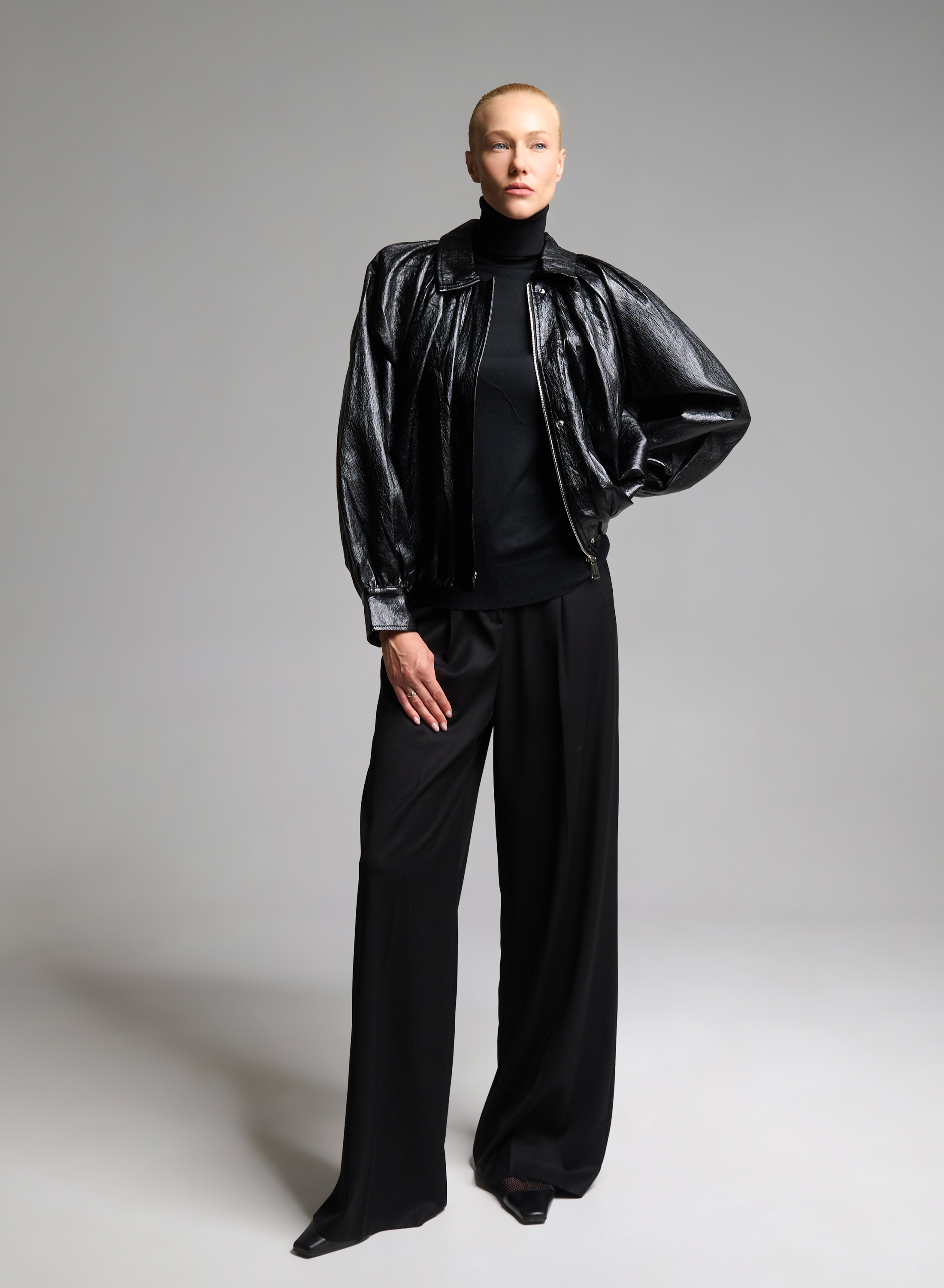 Black eco leather bomber Jacket WLC - 9