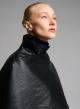 Black eco leather Jacket with detachable scarf - 2