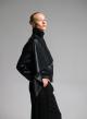 Black eco leather Jacket with detachable scarf - 3