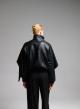 Black eco leather Jacket with detachable scarf - 4