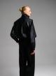 Black eco leather Jacket with detachable scarf-6