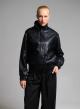 Black eco leather Jacket with detachable scarf-8