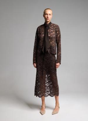 Chocolate lace Skirt with elasticated waistband with drawstring "AMBRELLE" Devotion Twins - 66666