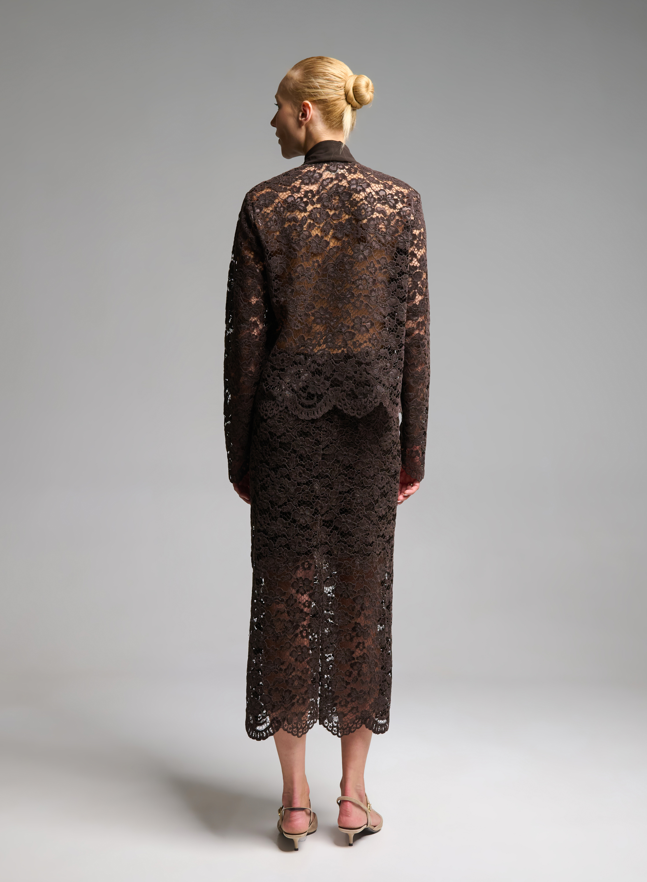 Chocolate lace Skirt with elasticated waistband with drawstring "AMBRELLE" Devotion Twins - 6