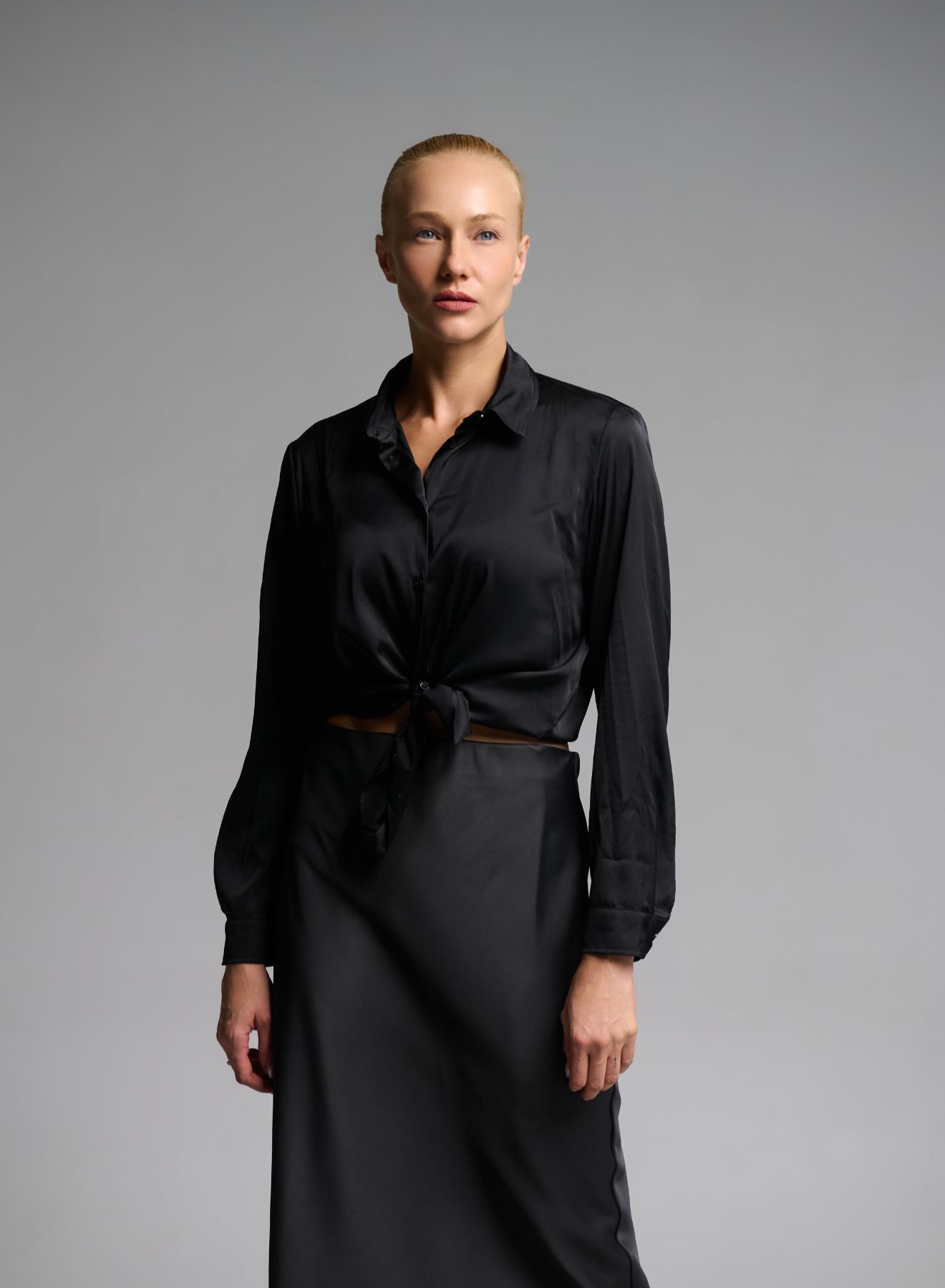 Black satin Shirt Emme Marella - 2