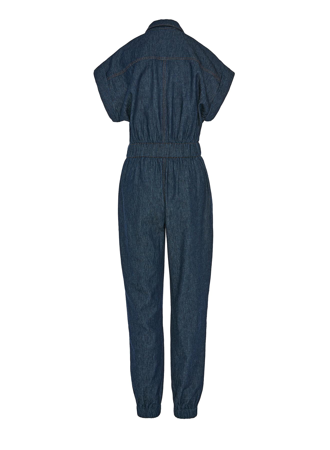 Dark Blue Denim Jumpsuit with same fabric belt Milla - 2