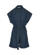 Dark Blue short Denim Jumpsuit with same fabric belt Milla - 0
