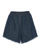 Dark Blue Denim Shorts with frayed finish and elastic waistband Milla - 0