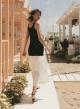 Black-White sleeveless Dress with two different fabrics and with ruffles Tensione In - 2