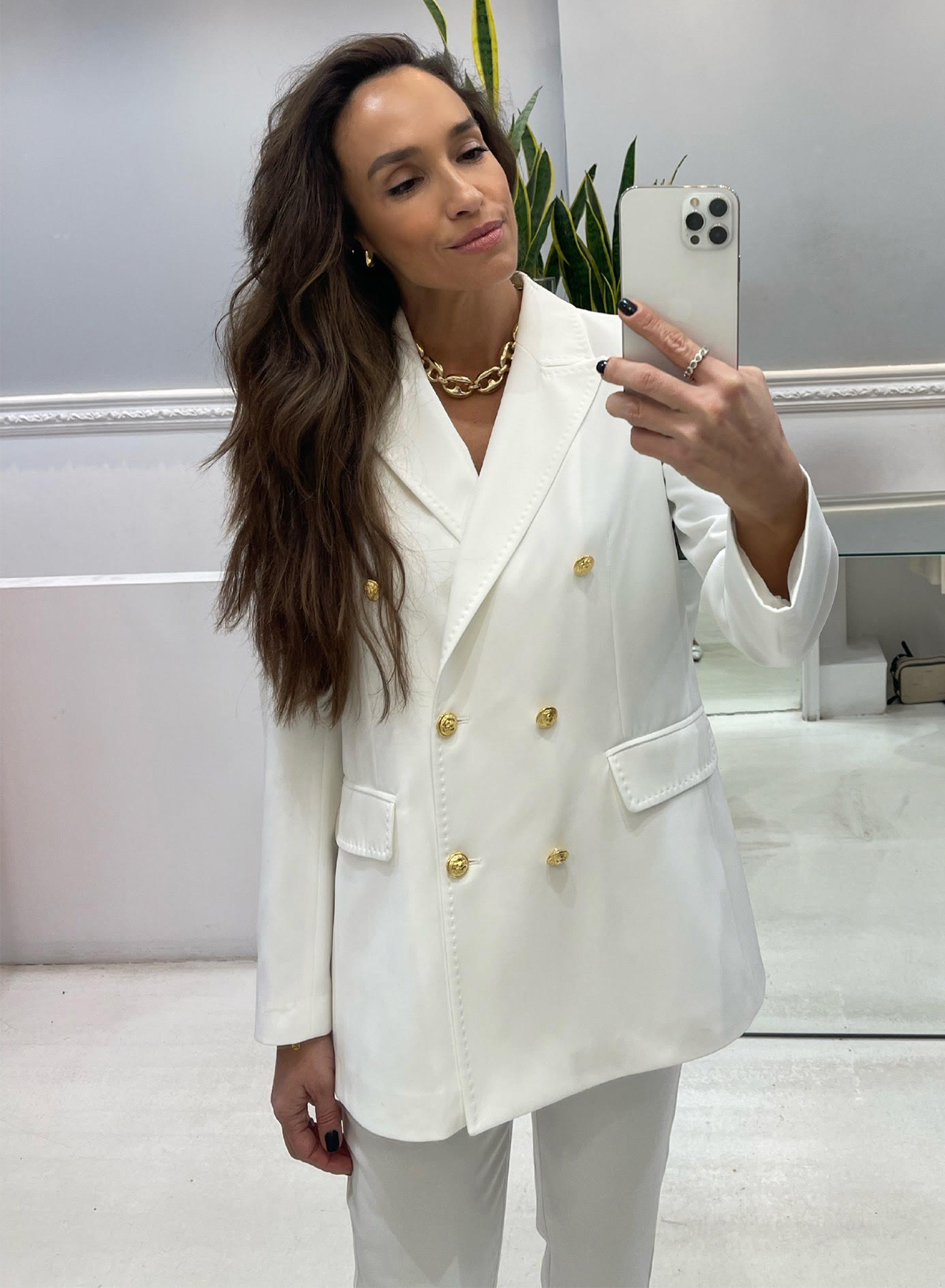Double breasted blazer with gold buttons - 0