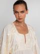 Natural-Champagne Classic Triangle Blouse with long ballon sleeves Greek Archaic Kori - 2