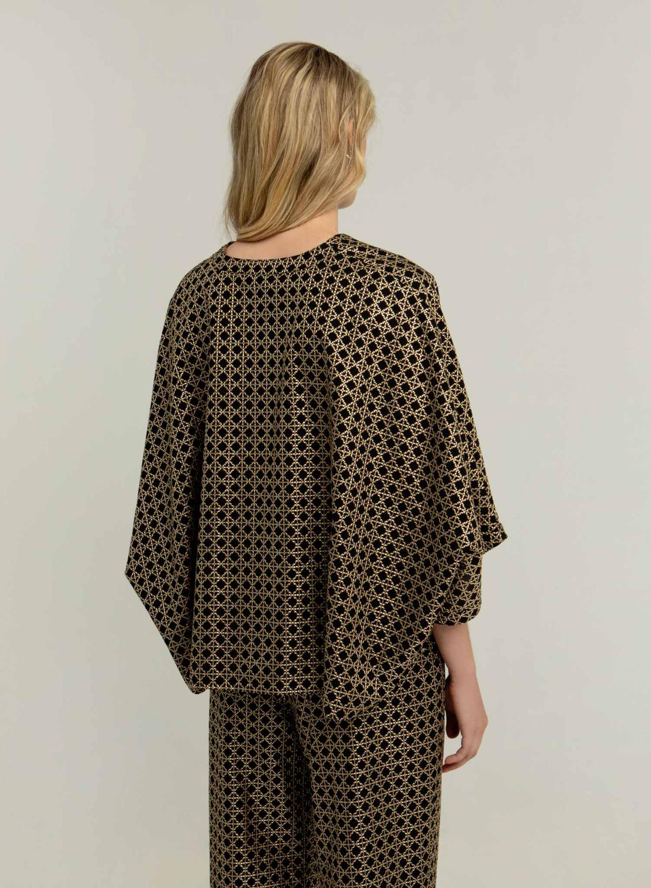 Black-Gold Cross Blouse with buttons Greek Archaic Kori - 3