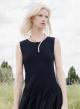 Black sleeveless Dress with two different fabrics Tensione In-5