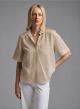 Beige Blouse with short sleeves, V neckline and with lapel collar Emme Marella - 1