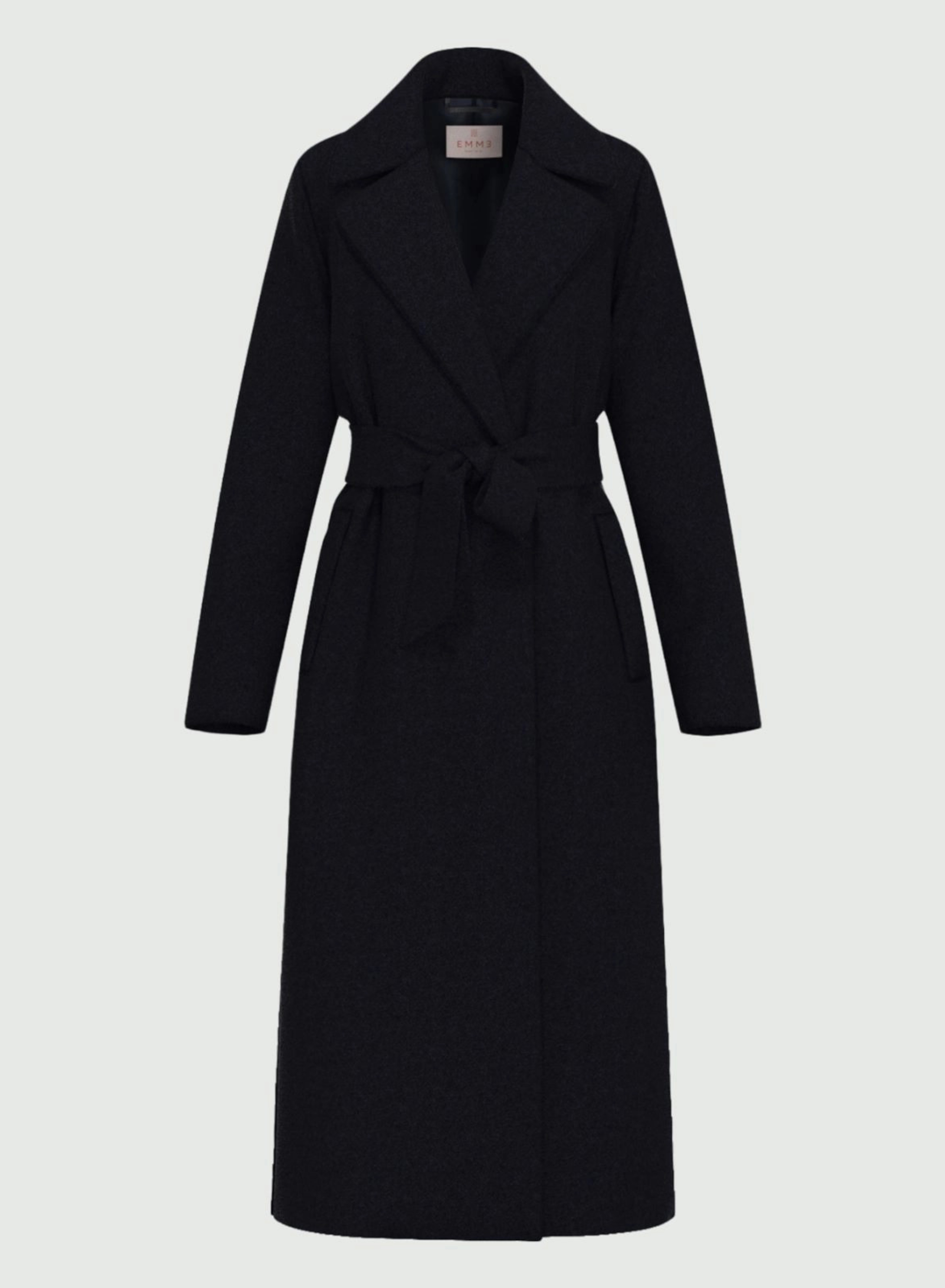 Navy Blue Παλτό με ζώνη και με ανοίγματα στο πλάι Emme Marella - 7