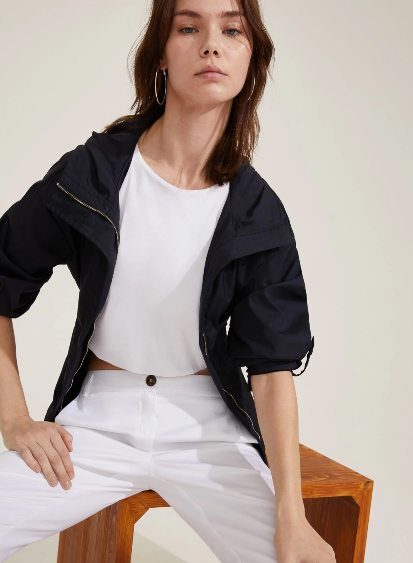 Navy Blue αδιάβροχο Τζάκετ με κουκούλα Emme Marella - 2