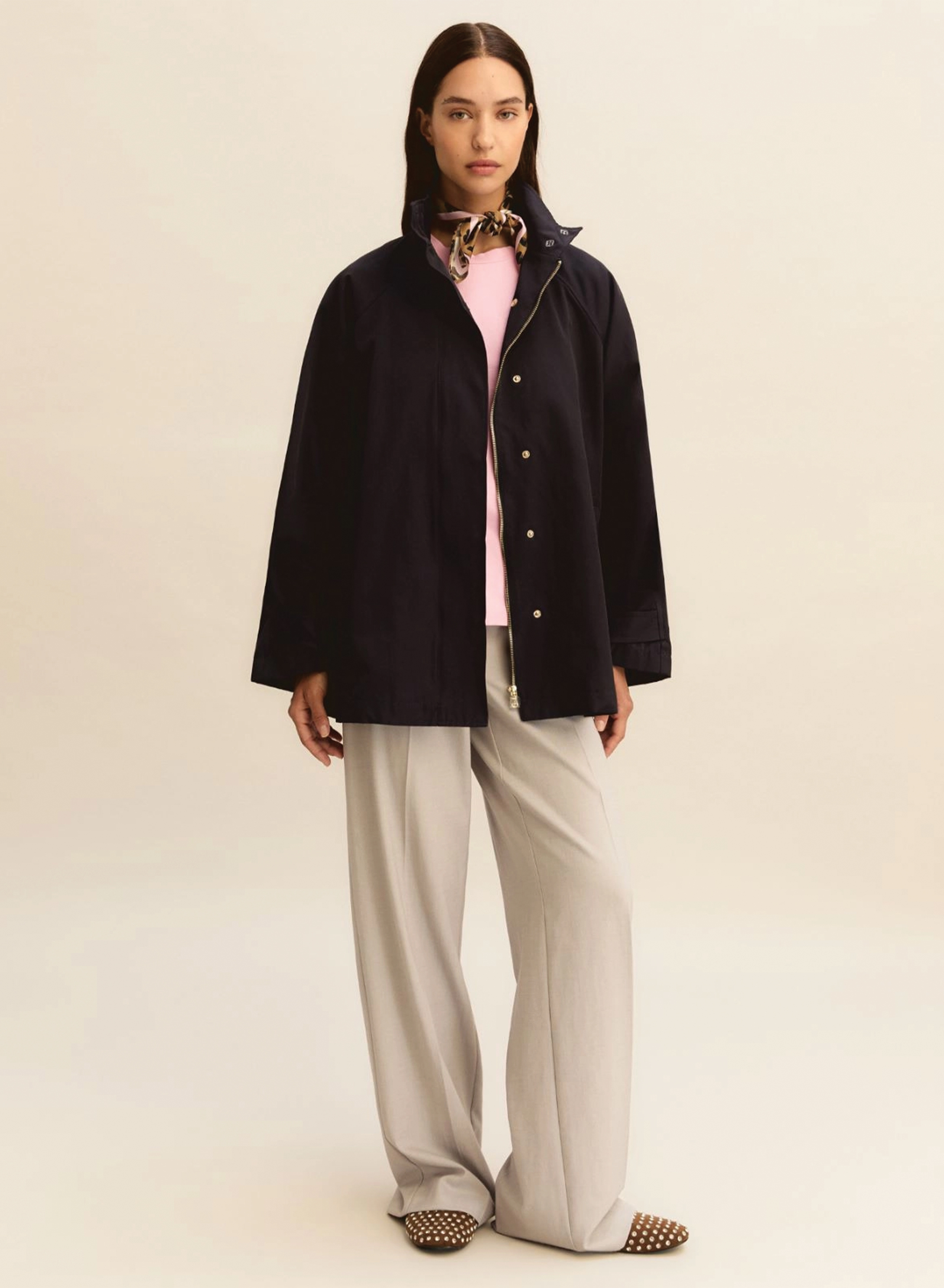 Navy Blue water-repellent gabardine Raincoat Emme Marella - 1