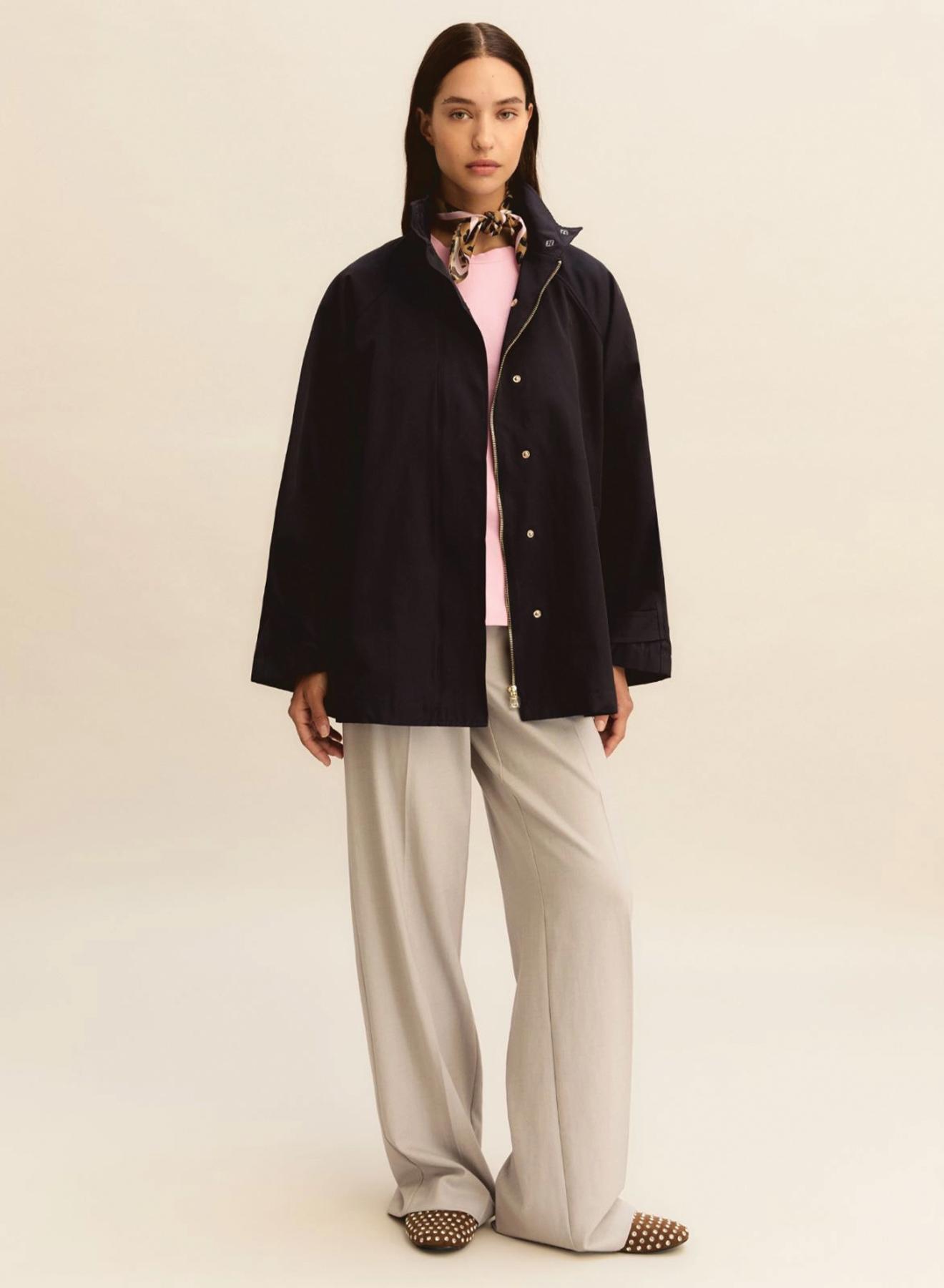 Navy Blue water-repellent gabardine Raincoat Emme Marella - 2