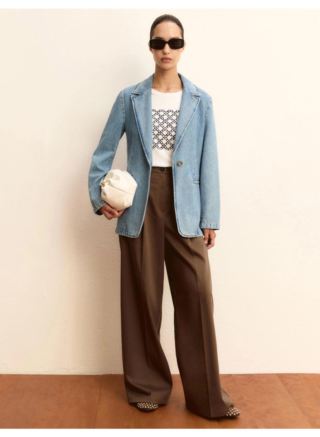 Μπλε Σακάκι Τζιν με ένα κουμπί Emme Marella - 4