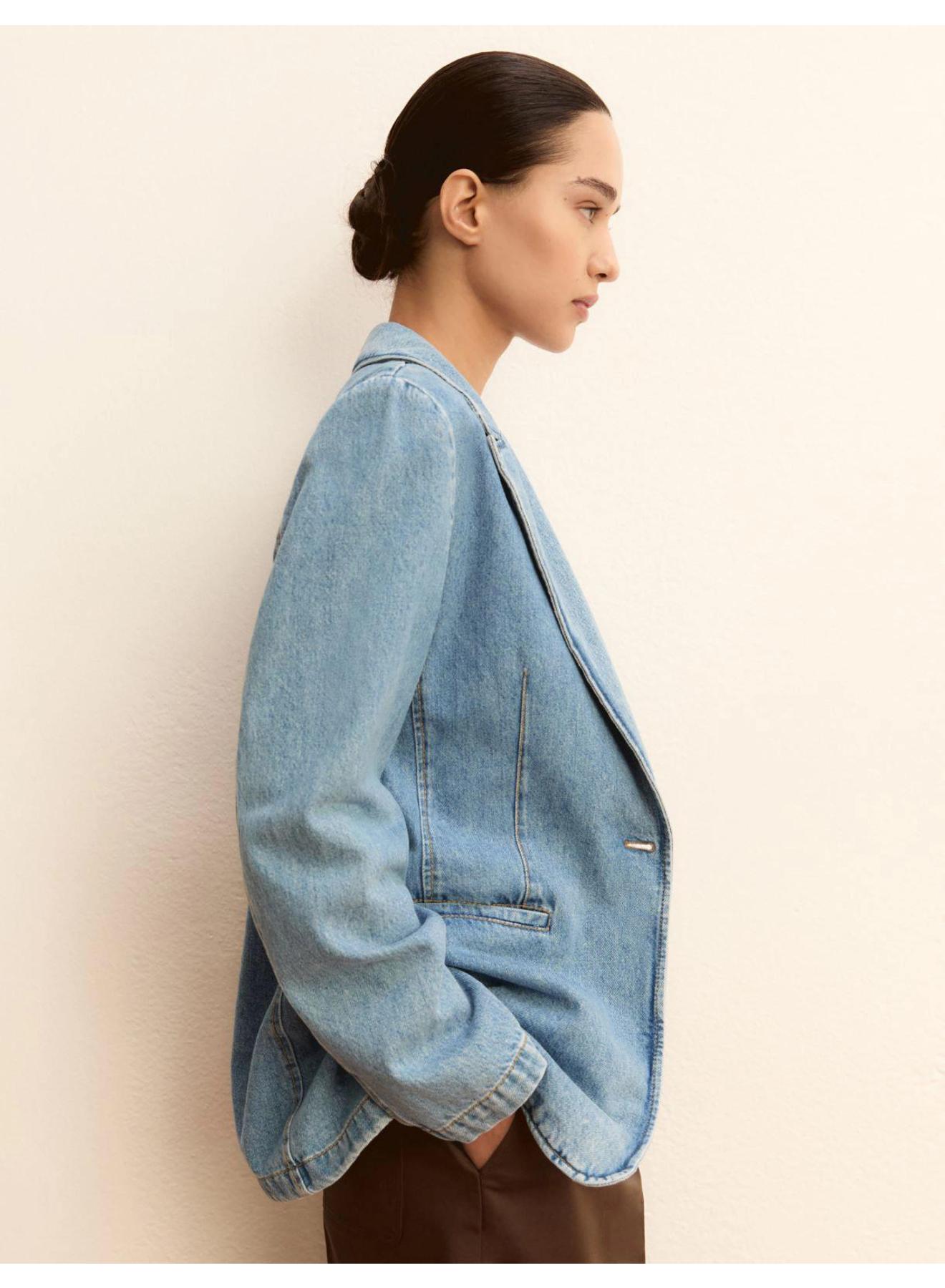 Μπλε Σακάκι Τζιν με ένα κουμπί Emme Marella - 3