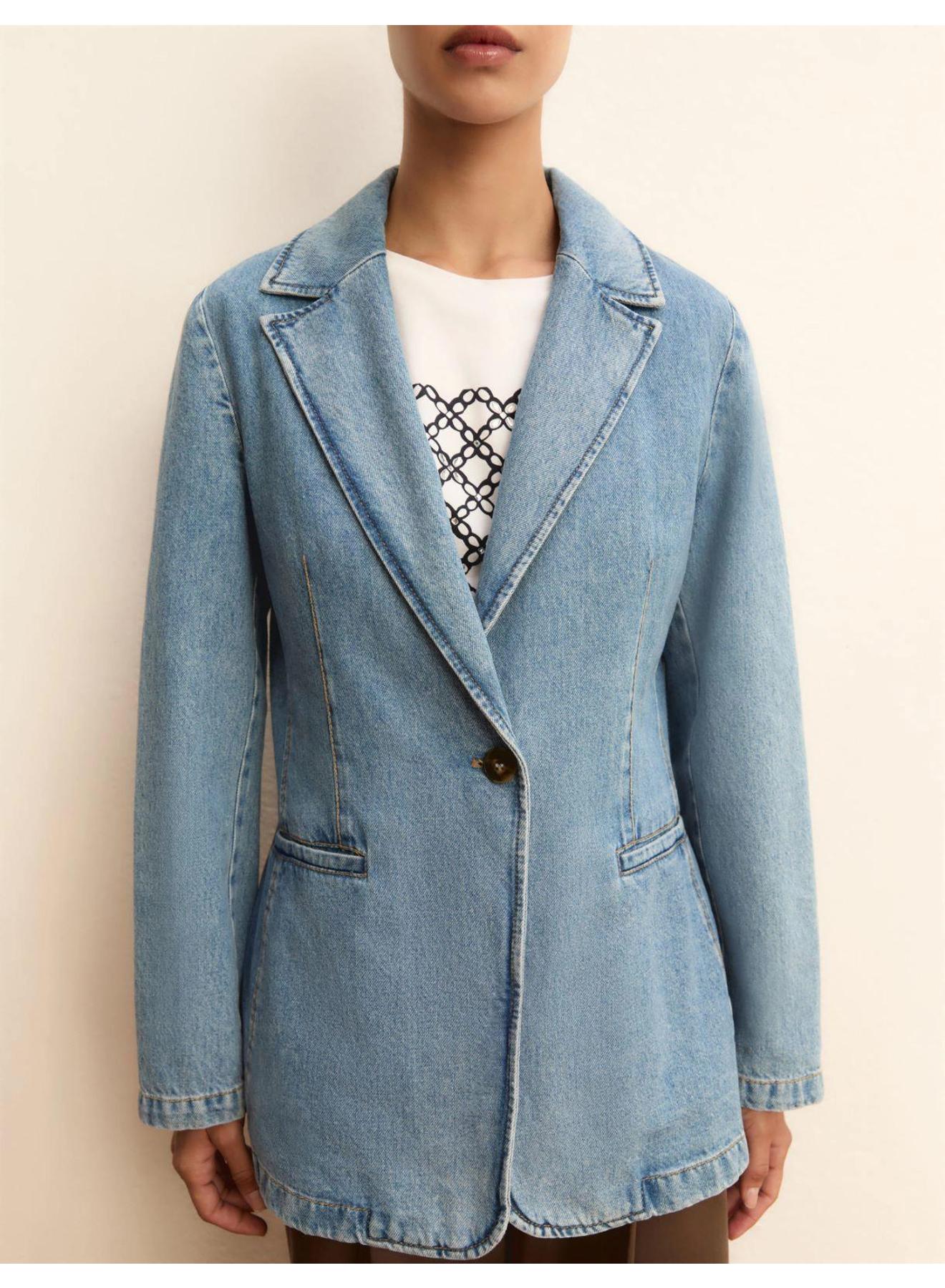 Μπλε Σακάκι Τζιν με ένα κουμπί Emme Marella - 2