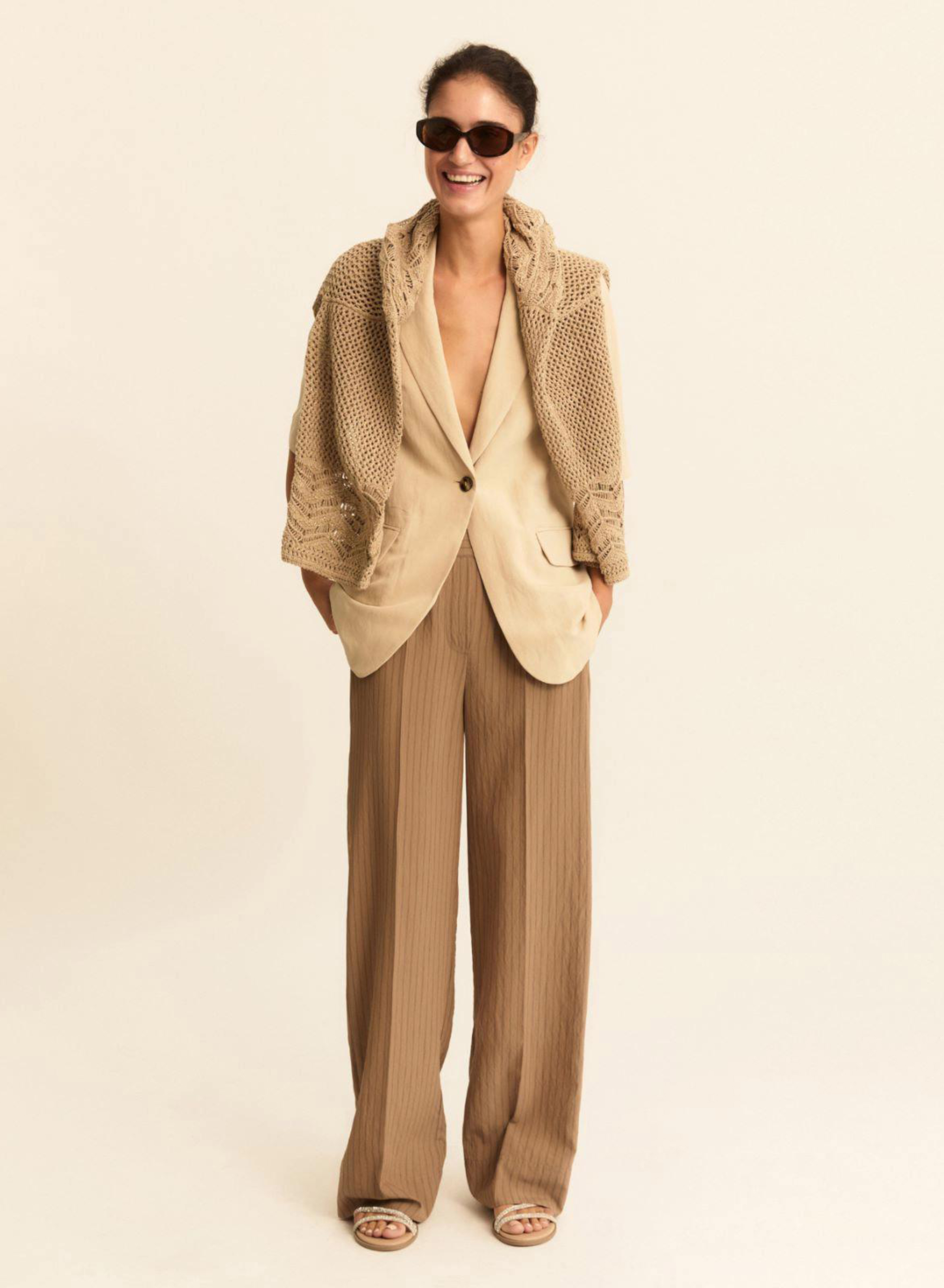 Μπεζ Σακάκι με κοντά μανίκια Emme Marella - 0