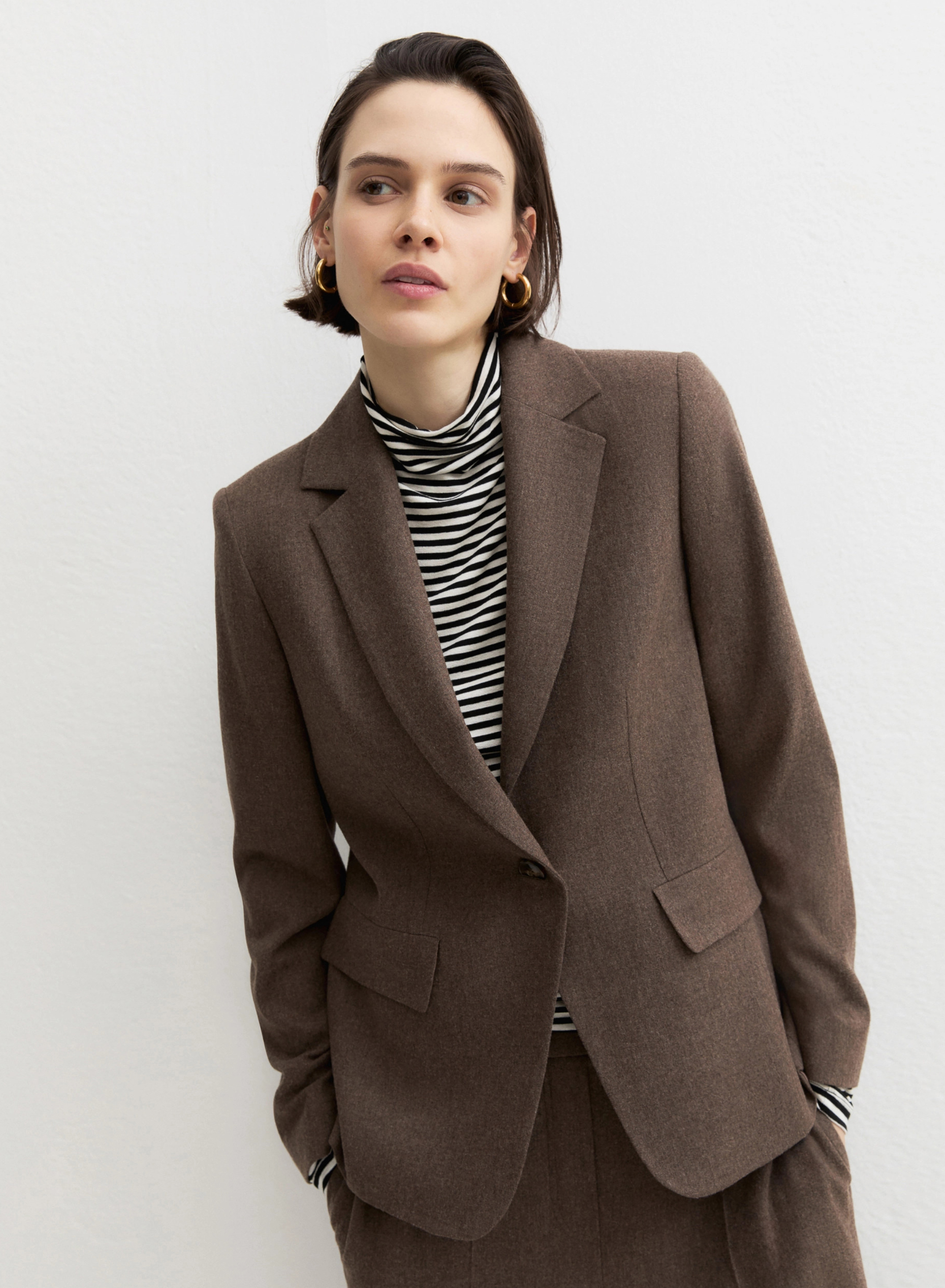 Taupe single buttoned Jacket Emme Marella - 1