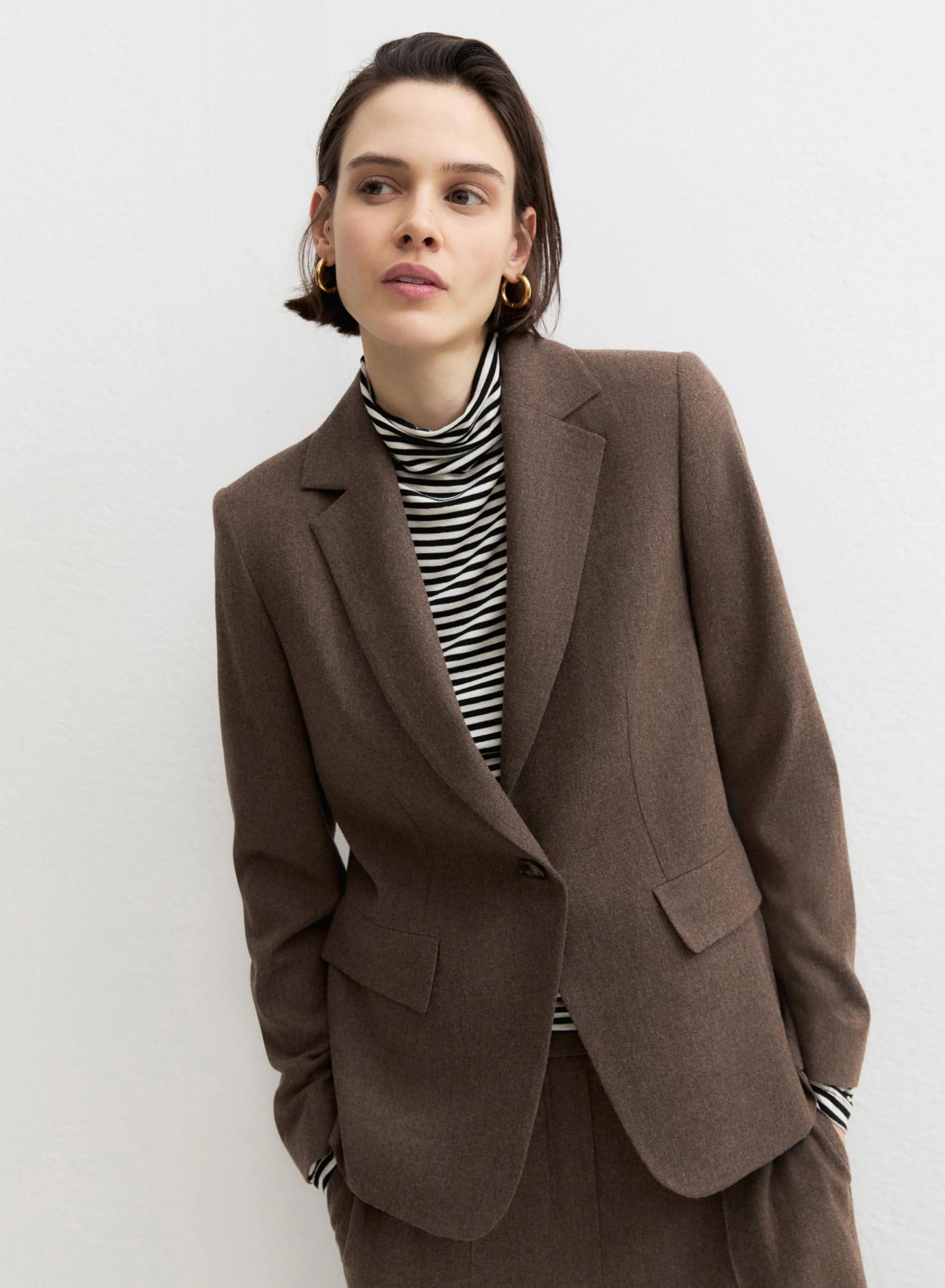 Taupe single buttoned Jacket Emme Marella - 2