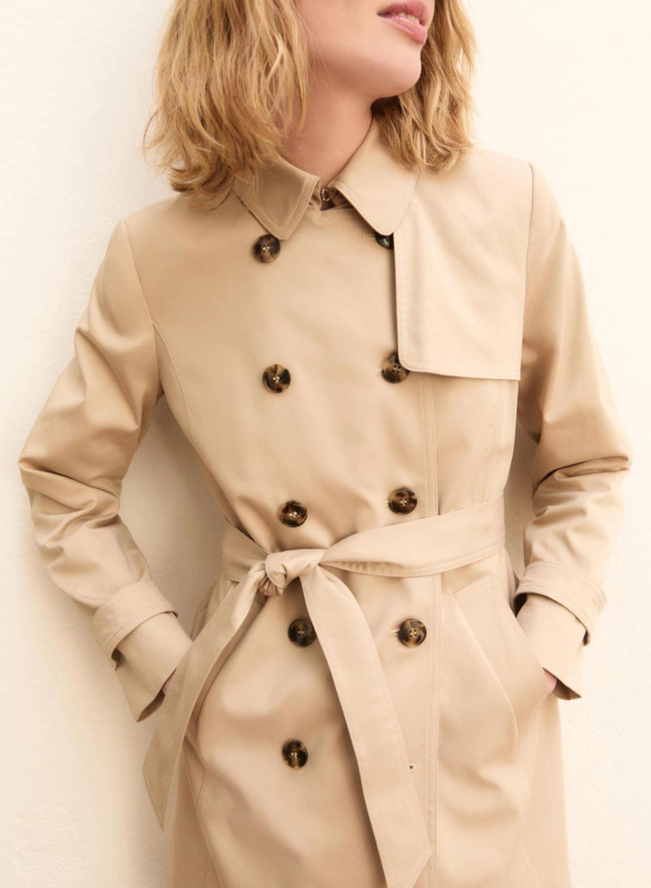 Μπεζ σταυροκούμπωτη Καμπαρντίνα με ζώνη Emme Marella - 3