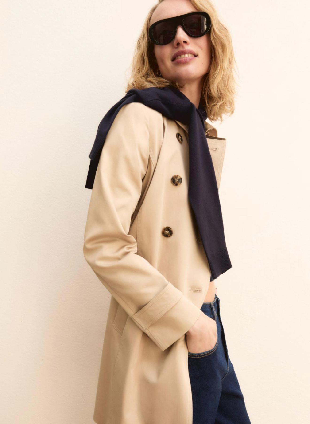 Μπεζ σταυροκούμπωτη Καμπαρντίνα με ζώνη Emme Marella - 4