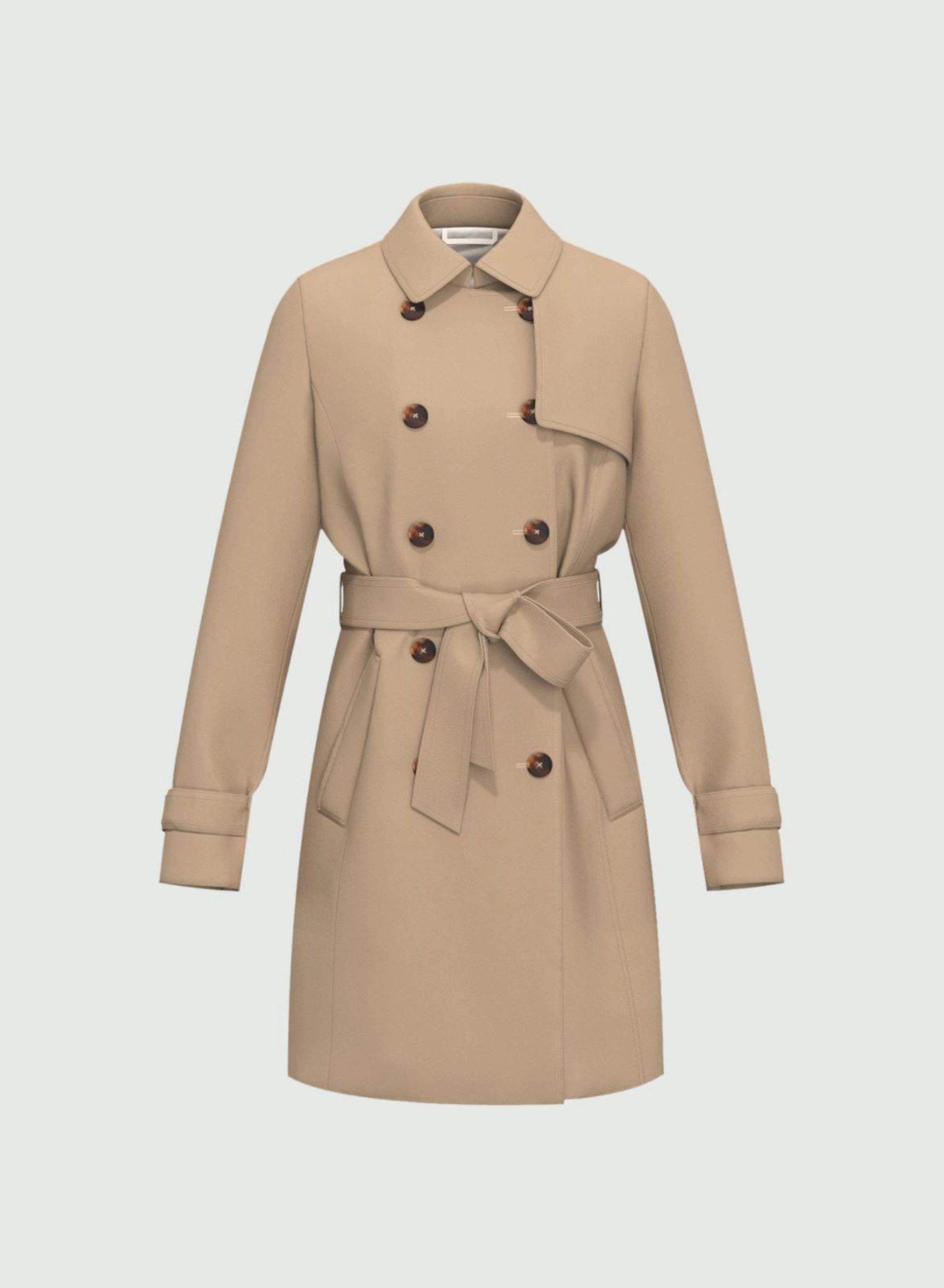 Μπεζ σταυροκούμπωτη Καμπαρντίνα με ζώνη Emme Marella - 5