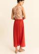 Πορτοκαλί λινή Φούστα με πιέτες και με λάστιχο στη μέση πίσω Emme Marella - 1