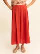 Πορτοκαλί λινή Φούστα με πιέτες και με λάστιχο στη μέση πίσω Emme Marella - 2