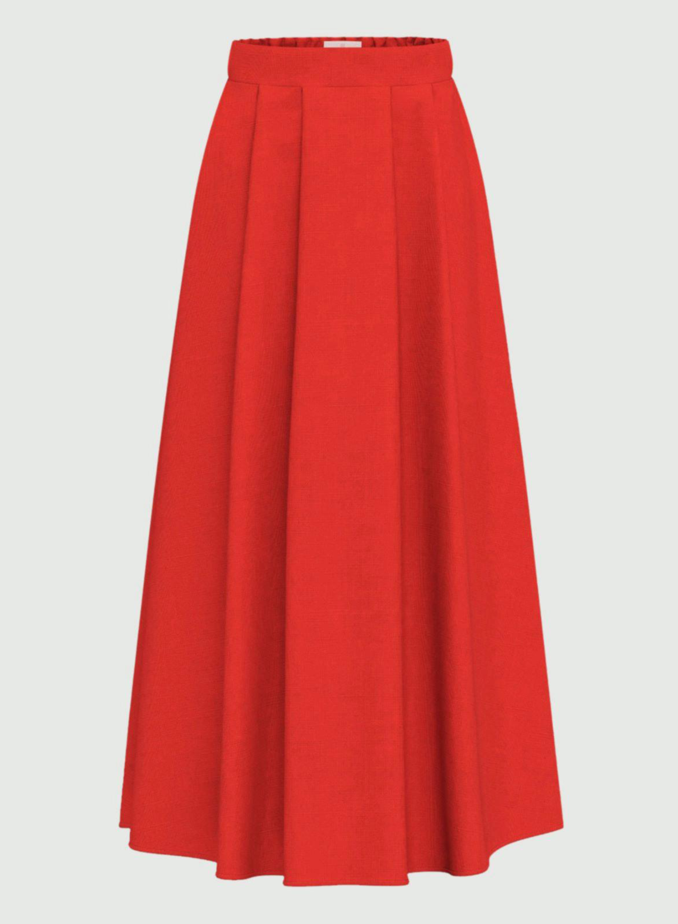 Πορτοκαλί λινή Φούστα με πιέτες και με λάστιχο στη μέση πίσω Emme Marella - 5