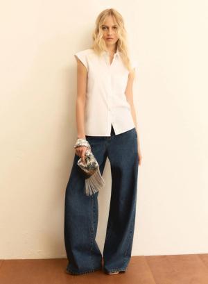 Λευκό αμάνικο Πουκάμισο ποπλίνα Emme Marella - 57058