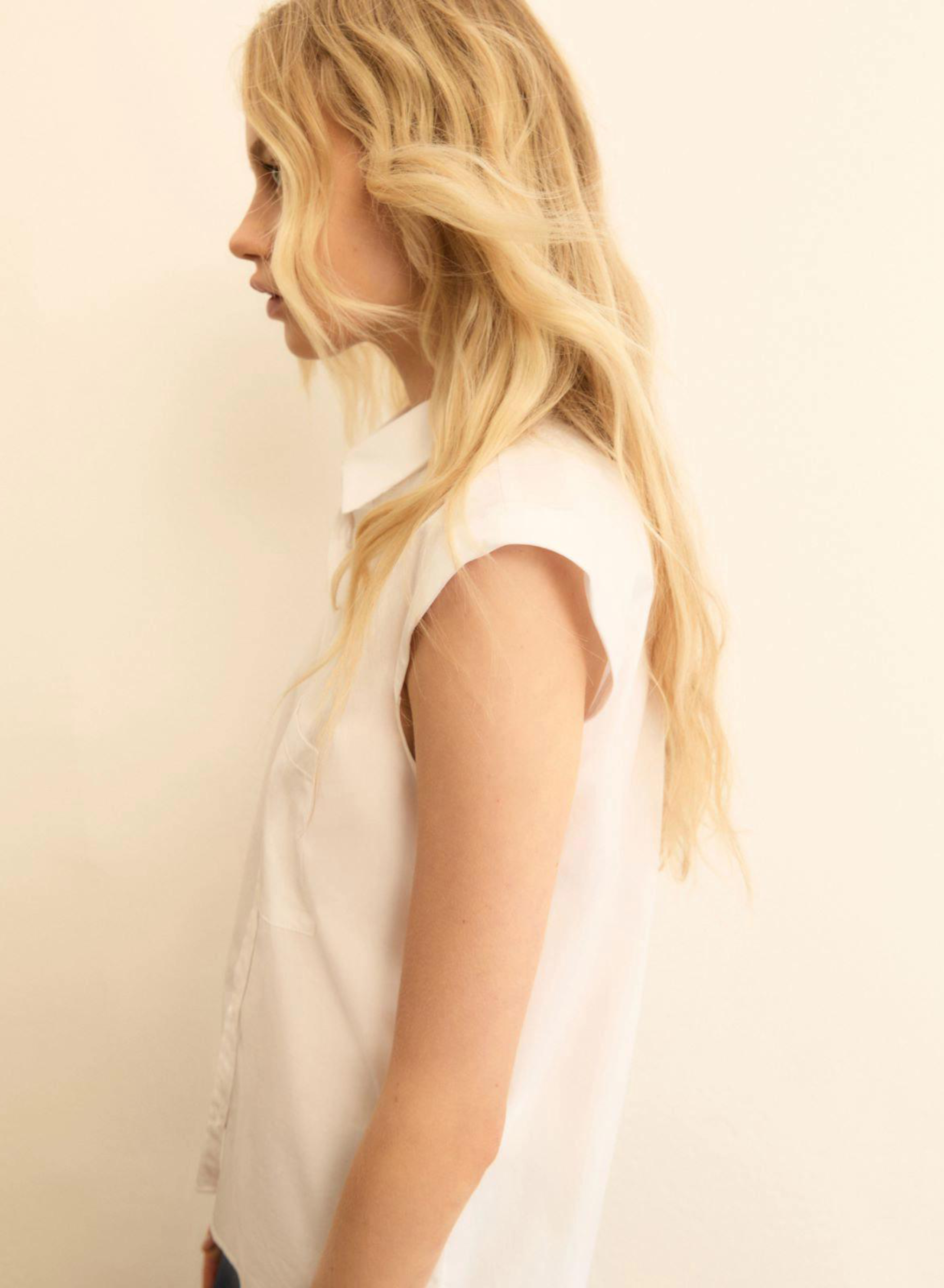 Λευκό αμάνικο Πουκάμισο ποπλίνα Emme Marella - 6