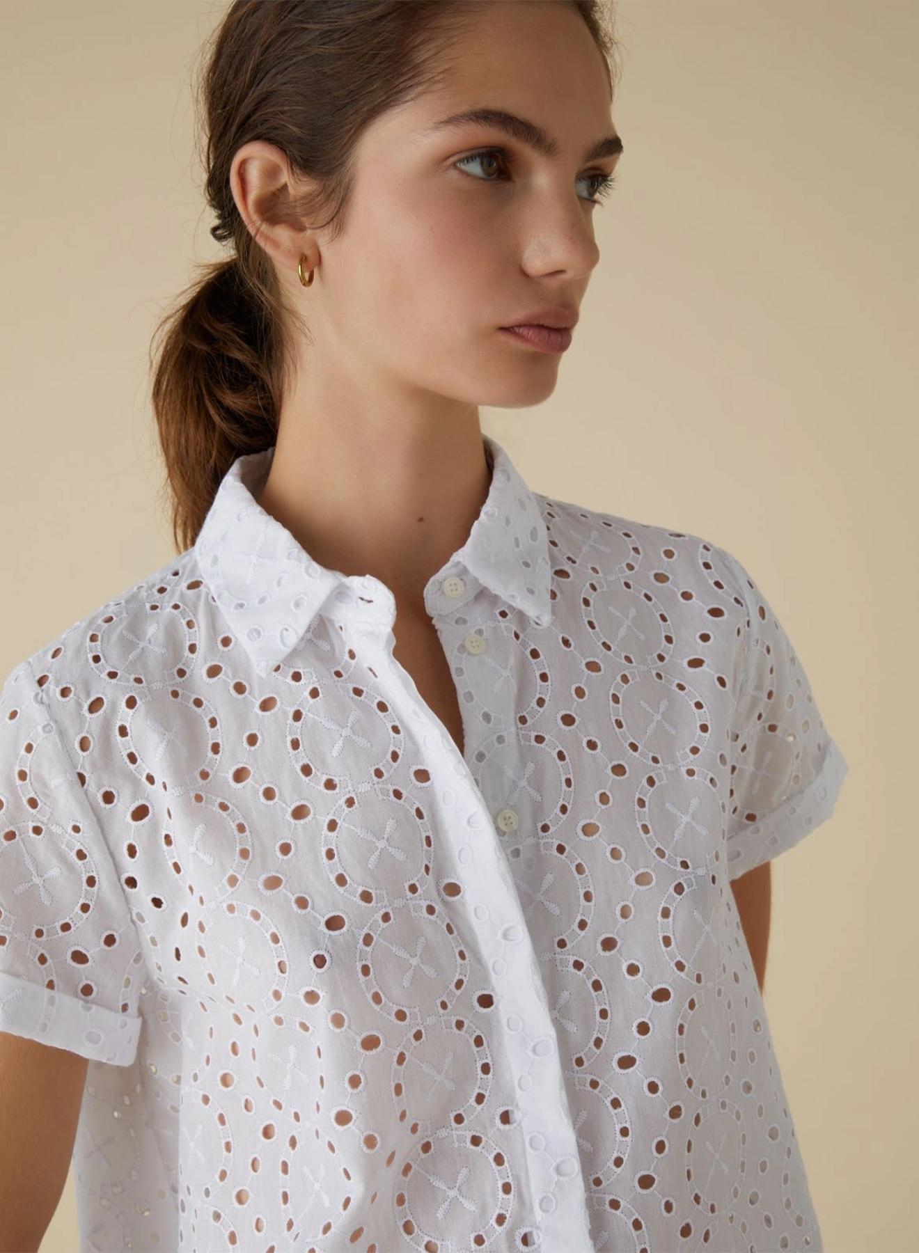 White cotton Shirt Broderie anglaise Emme Marella - 3